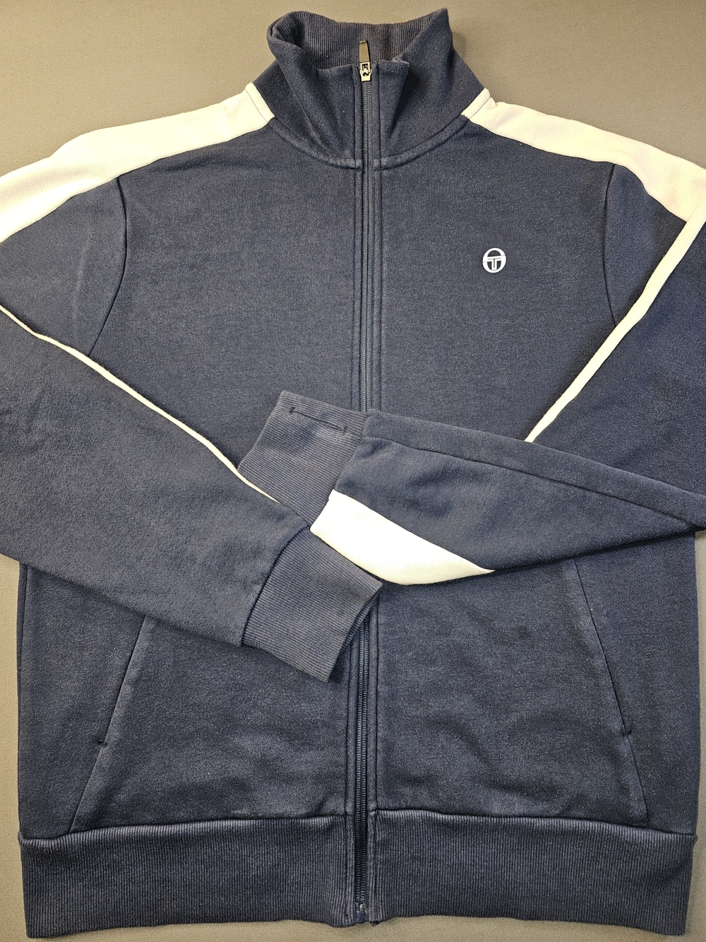 Sergio Tacchini 90s Men’s Navy/White Full Zip Track Jacket Retro